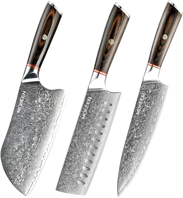 Kitchen Knife Set 3PCS, 67 Layers VG10 Damascus Chef Knife Set Japanese Cooking Knives with Pakkawood Wood Handle, Gift Box1