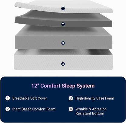 King Mattress 12 Inch, Medium Firm Memory Foam Mattress in a Box2