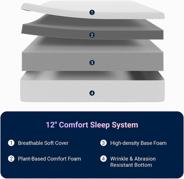 King Mattress 12 Inch, Medium Firm Memory Foam Mattress in a Box2