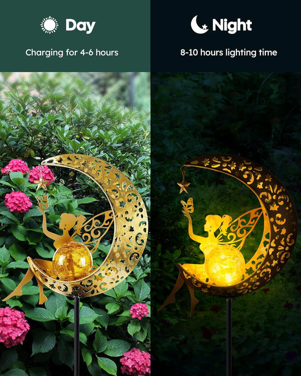 Solar Fairy Moon Garden Stake Light, Outdoor Yard Patio Decor Gift6