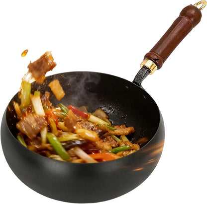 2026 New Japanese Cast Iron Cookware, Japanese Cast Iron Pot, Hand-Forged Non Stick Uncoated Iron Pan Wok with Lid, Woks & Stir-Fry Pans, for Gas and Induction Stoves (Hammer, 11In)1