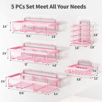 5 Pack Shower Caddy for inside Shower, Pink Bathroom Decor Set5