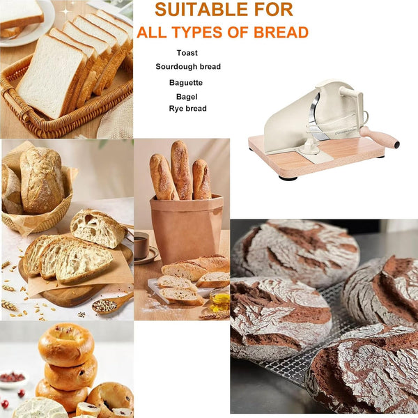 Stainless Steel Bread Slicer, Adjustable Manual Sourdough Bread Cutter with Hand Crank, Precise Thickness Control for Homemade Bread, Toast, Bagels and Loaves, Kitchen Bread Slicing Tool7