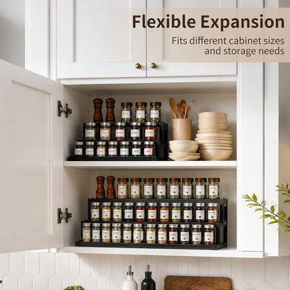 Expandable Spice Rack Organizer for Cabinet, Supports 17.6 Lbs per Tier4