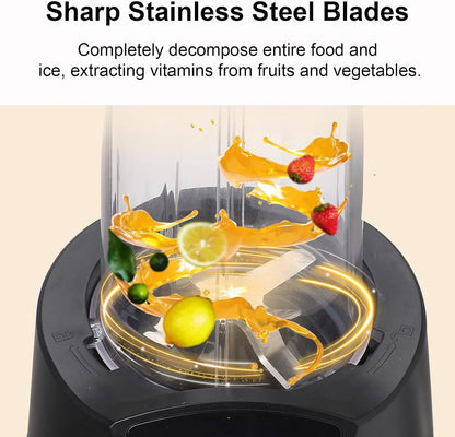 Personal Blender with 1200W-Peak-Watts, Smoothie Blender Smart Technology for Frozen Drinks, Shakes, Smoothies & Sauces, with Two 28-Oz To-Go Cups & Spout Lids, Black (2 * 28Oz Cups)4