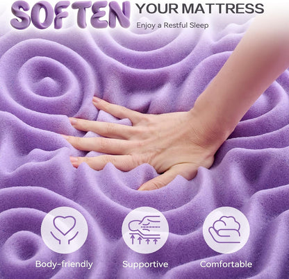 2 Inch 7-Zone Memory Foam Mattress Topper Twin XL, Twin Extra Long Mattress Pads for College Dorm Room, Pressure Relieve Certipur-Us Certified, 39X80 Inches, Violet5