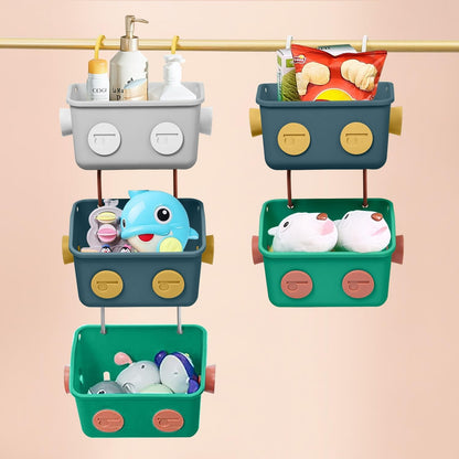 Bath Toy Storage Organizer Basket, 3 Pack Cute Robot Bathtub Shower Toy Organizer, Wall Mounted Hanging Bath Toy Holder with Hooks, for Tub Laundry8