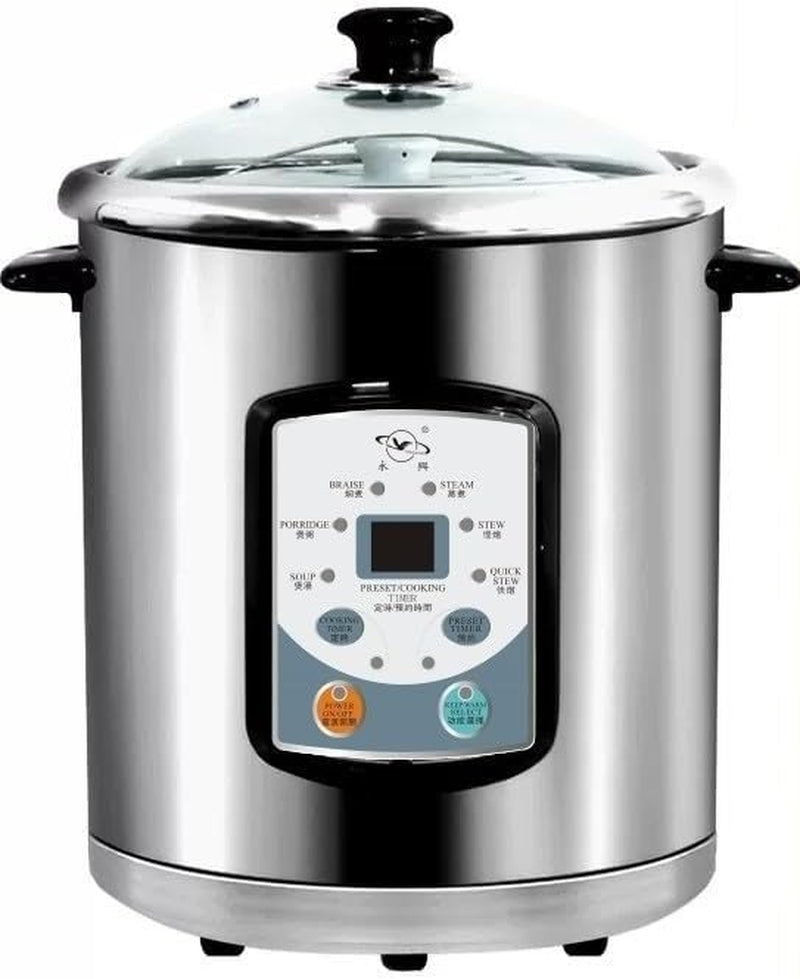 yongxing-9l-electric-stew-cooker-with-ceramic-water-bath-insert-stainless-steel-inner-pot-dual-cooking-modes-24h-timer-7-level-keep-warm-slow-soup-maker-for-home-restaurant-dyg-35af