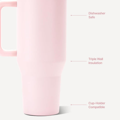 Traveler 40Oz, Insulated Tumbler with Handle & Straw, Pink Sand | Triple Wall Insulated, Flip Straw Lid, Leak-Resistant, Stainless Steel, Cup Holder Friendly, Bpa-Free, Dishwasher Safe3