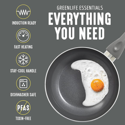 Essentials 12 Piece Cookware Set, Pfas-Free Ceramic Nonstick Pots & Pans, Induction Ready for All Cooktops, Kitchen Cooking & Serving Utensils, Dishwasher Safe, Charcoal Gray9