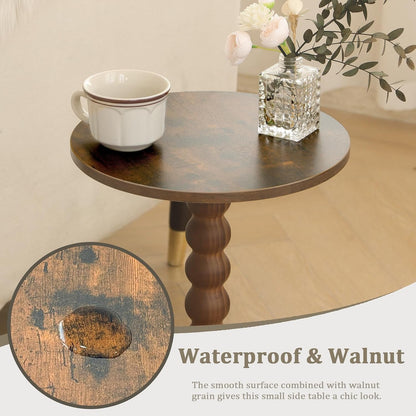 round Side Table, Small Drink Table for Small Spaces, Modern Accent Nightstand with Solid Wood Leg for Living Room, Bedroom, Corners, and Office (Rustic Brown)6