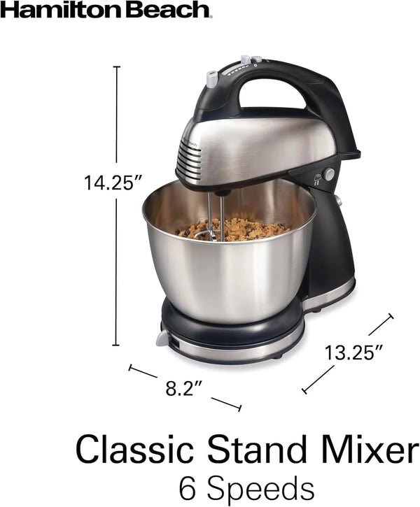 Classic Stand and Hand Mixer, 4 Quarts, 6 Speeds with Quickburst, Bowl Rest, 290 Watts Peak Power, Black and Stainless | 2-In-1 Versatility | Quickburst for Added Power | 290 Watts Peak Power | Built-In Bowl Rest | Black and Stainless Steel9
