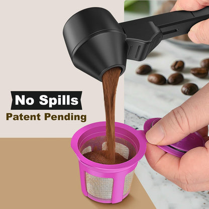 Coffee Scoop & Funnel for Reusable K Cup Refillable Coffee Pods, Coffee Measuring Spoon 2 Tablespoon Capacity, Scoop with Funnel for Ground Coffee, Protein Powder, Tea (Black, 1 Pack)3