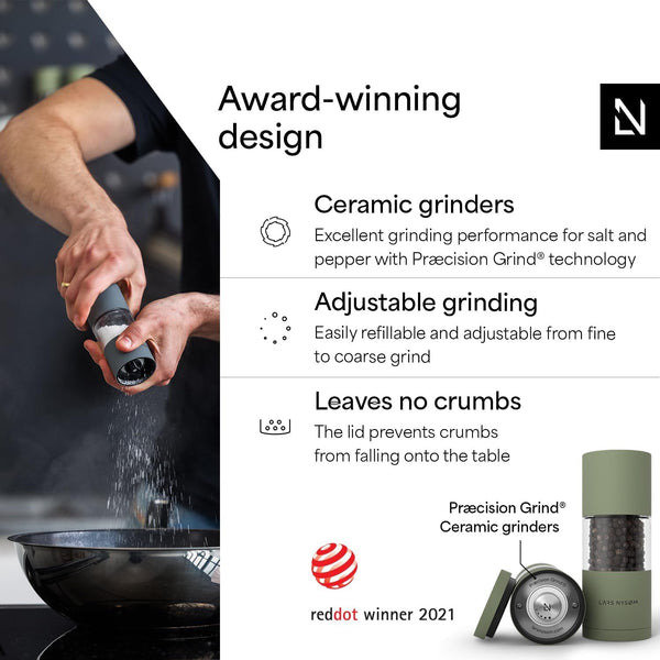 Salt and Pepper Grinder Set, Manual Salt and Pepper Mills with Adjustable Ceramic Grinder, Design Spice Shaker Set (Sage Green)2