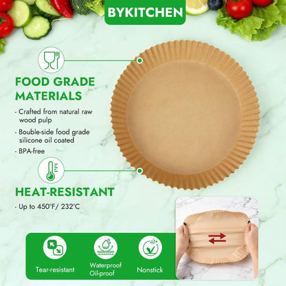 300PCS 8 Inch Disposable Air Fryer Liners for 5 to 8QT Airfryer | round Air Fryer Parchment Paper Compatible with Ninja AF141 5 QT Pro AF181 6.5 QT, Chefman /Cosori 6 QT, Airfryer Accessories4
