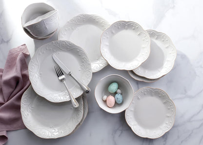 French Perle White Stoneware Dinnerware Set with All-Purpose Bowls3