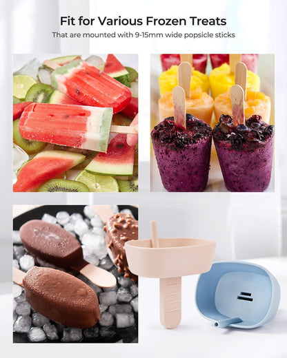 4Pack Drip-Free Silicone Popsicle Holders,  Popsicle Holder with Straw | with 2 Slots Fit Standard & Wide Sized Sticks Drip Free Popsicle Stick Holder Popsicle Drip Catcher6
