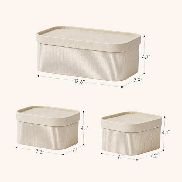 Decorative Storage Boxes with Lids Faux Leather, 3 Pack4