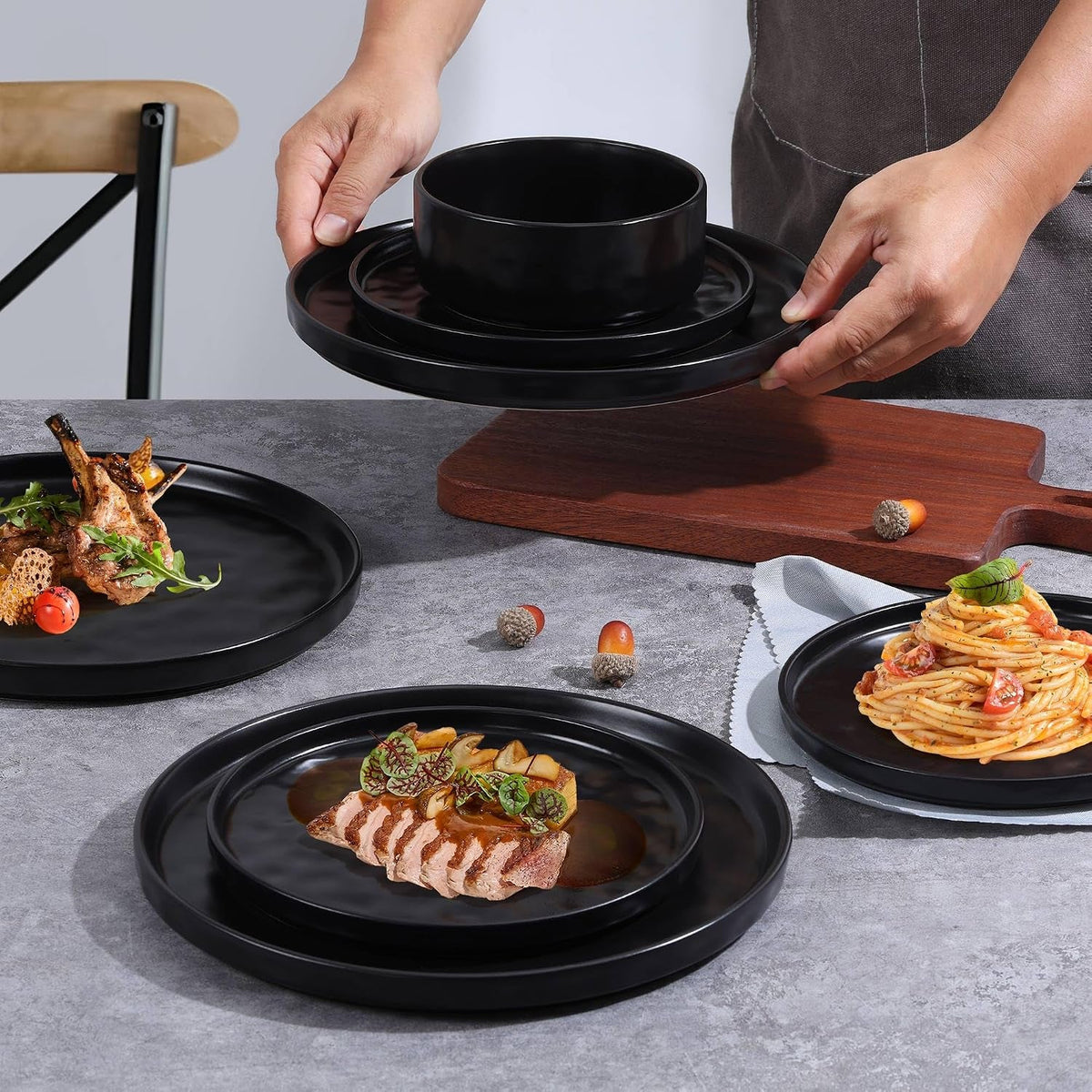 12-pieces-stoneware-dinnerware-set-for-4-obsidian-matte-black