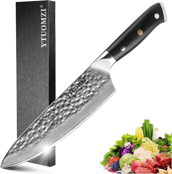 Damascus Chef Knife, 8-Inch Damascus Steel Chef'S Knife VG10 Forged Kitchen Knife High Carbon 67-Layer Hammered Damascus Cooking Knife, Meat Fruit Vegetable Gyuto Knife W/Ergonomic G10 Handle1