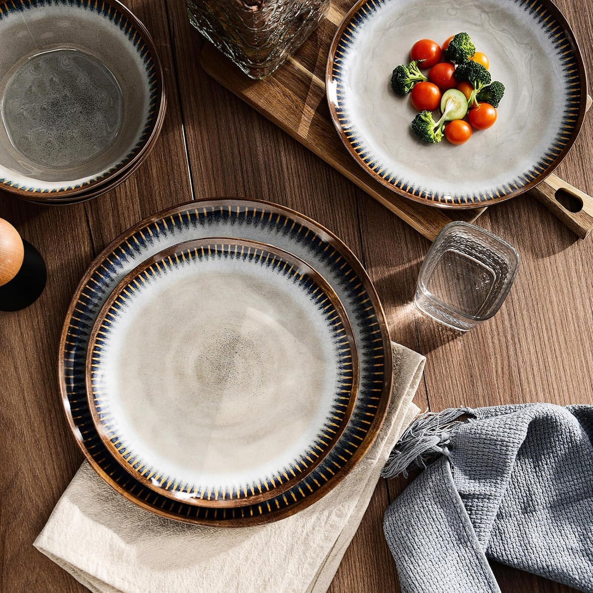 melamine-dinnerware-set-12-pcs-dishware-sets-plate-and-bowl-set-service-for-4-lightweight-and-unbreakable-dinnerware-sets-for-camping-great-for-rv-dishwasher-safe-sahara-beige-and-blue