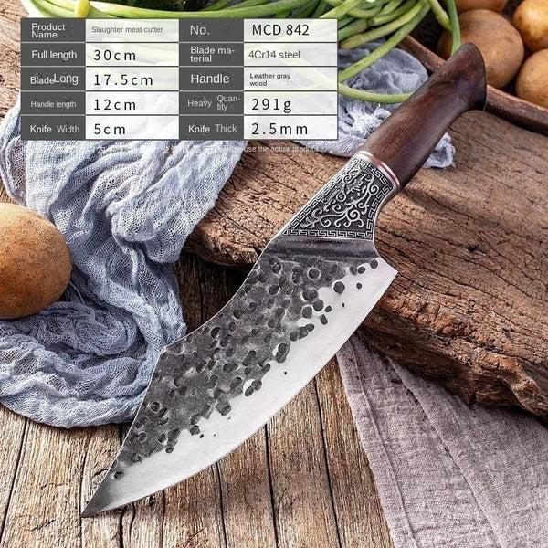 Meat Cleaver, 6.5 Inch Hand-Forged Butcher'S Knife Beautifully Carved Steel Head Meat Cutter Multi-Purpose Knives Kitchen Chef Knives4