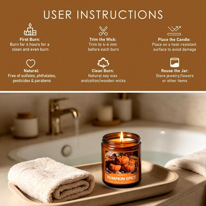 Fall Scented Candles - 6 PC Soy Wax Candle, 42 Oz6