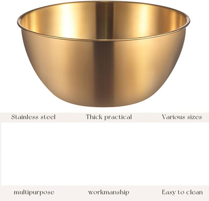 Stainless Steel Salad Bowls Set of 2 Mixing Bowl with Measurement Markings, 4.23 Quart Gold Serving Bowls for Mixing, Cooking, Baking, Prepping and Home Kitchen4