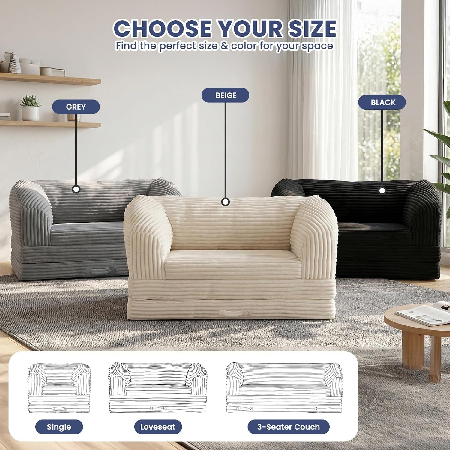 loveseat-51-inch-2-in-1-convertible-tri-folding-sofa-bed-with-thick-backrest-carry-handle-gray-foldable-couch-bed-lounger-sleeper-sofa-for-living-room-guest-room-soft-corduroy