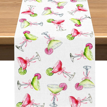 Margarita Table Runner Margs and Matrimony Party Decorations Bachelorette Cocktail Birthday Supply Dining Room Home Kitchen Island Decor (13" X 90")1