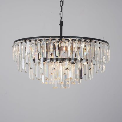 Black Modern round Top K9 Crystal Chandelier Lighting Fixture, 8 Lights round K9 Crystal Adjustable Hanging Lamp for Dining Room Bedroom Living Room,Hallway,Bar,Kitchen W24'2