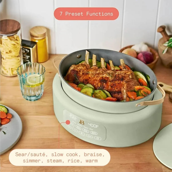 Heathy Cooking 10-In-1 6 Quarts Electric Multi-Cooker Slow Cooker, Rice Cooker, Steamer & More | Touch Control, Oven-Safe, Dishwasher-Safe | Sage Green4