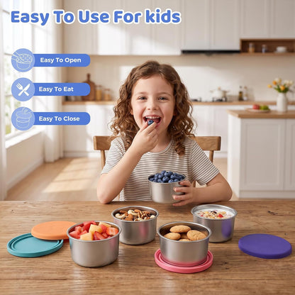 6-Pack 8Oz Stainless Steel Snack Containers for Kids, Leakproof2