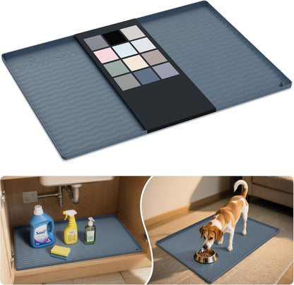 Waterproof Silicone under Sink Mat 31'' X 22'' Shelf Liner for Kitchen and Bathroom, Cabinet and Counter Protector, Storage and Organizers, Litter Mat, Pet Cat Puppy Essentials(Dark Grey)1
