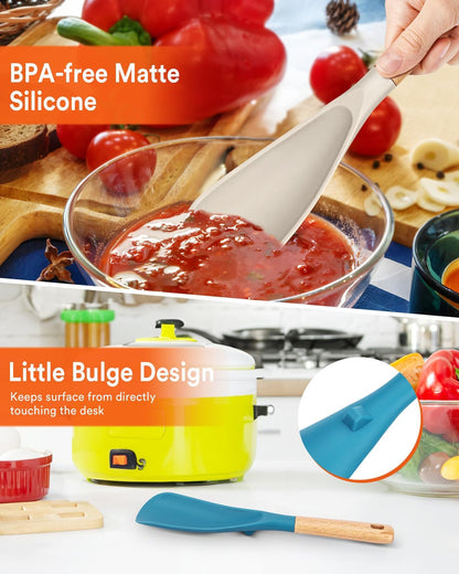 Silicone Cooking Spoon for Nonstick Cookwares, Multi-Function,11.4"5