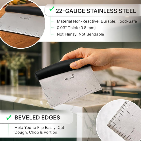 Stainless Steel Metal Griddle Scraper Chopper - Great as Dough Cutter for Bread and Pizza Dough - Multipurpose Kitchen Utensil for Flat Top Griddle - Commercial Quality2