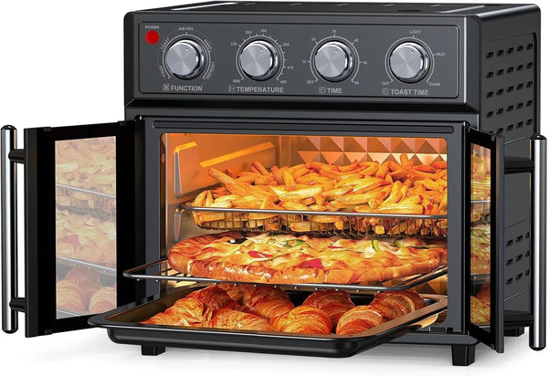 26QT Air Fryer Toaster Oven Combo - French Doors & 7 Preset Menus, 1700W Stainless Steel Convection Countertop Oven for Bake, Roast, Grill, Toast, Dehydrate, Defrost, Easy to Clean (Black)9