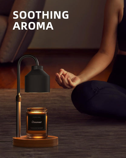 Electric Candle Warmer Lamp Black, Candle Lamp Warmer with Timer, Wax Warmer Lamp for Jar Candles, Adjustable Height Candle Light Warmer with 2 Bulbs6
