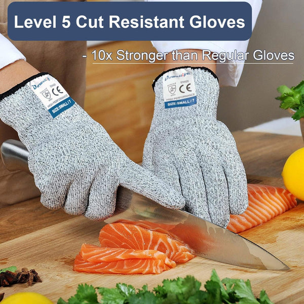 Cut Resistant Gloves Food Grade Level 5 Protection, Safety Kitchen Cuts Gloves for Oyster Shucking, Fish Fillet Processing, Mandolin Slicing, Meat Cutting and Wood Carving. (X-Large)5