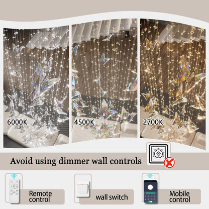 H138 High Ceiling Chandelier - Modern Crystal Raindrop Large Chandelier for Staircase Foyer Entryway Living Room - Dimmable 3000-6000K5