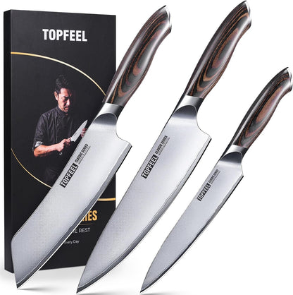 3PCS Japanese Kitchen Knife Set, 10Cr15Mov High Carbon Steel1