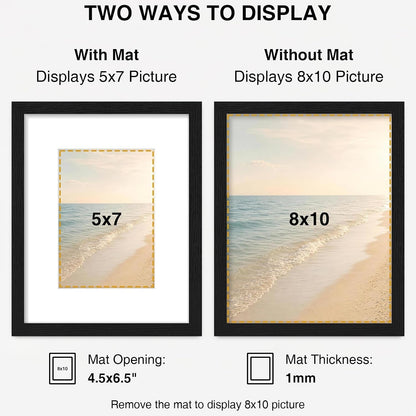 8X10 Picture Frames Set of 4, for Wall or Tabletop Display, Black4