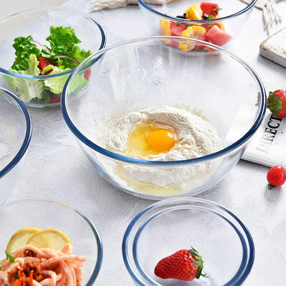 4 Pack Glass Mixing Bowls Set with Lids (4.8QT, 2.9QT, 1.7QT, 0.8QT)6