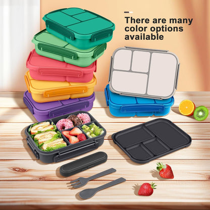 Lunch Box Kids,Bento Box Adult,Leakproof Lunch Containers for Adults/Kids/Toddler,1200Ml-4 Compartments Bento Lunch Box with Utensil,Microwave & Dishwasher & Freezer Safe (Dark Gray)7