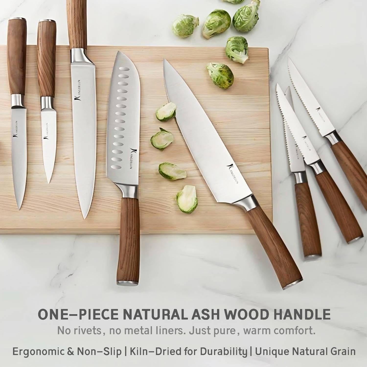ultra-sharp-15-piece-kitchen-knife-set-high-carbon-stainless-steel-blades-torrefied-brown-wood-handles-ergonomic-design-space-saving-black-finished-wood-block-easy-hand-wash-gift-box