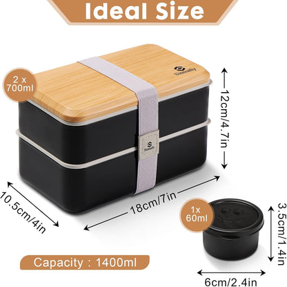 Bento Box Adult Lunch Box with Compartments for Women & Men,(47Oz)Stackable Japanese Bento Lunchbox,Rectangle Lunchable Food Container with Utensil Set,Leak-Proof & Microwave/Dishwasher Safe2