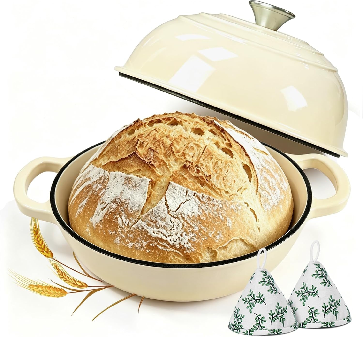 cast-iron-bread-dutch-oven-6qt-pink-enameled-with-lid-even-heat-and-steam-for-crispy-crust-easy-release-enamel-all-stovetops-safe-to-500f-for-sourdough-and-artisan-bread