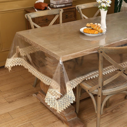 Clear Vinyl Tablecloth Protector Waterproof/Oil-Proof Plastic Square Transparent Sheet Table Cover (54X84 Inch)3
