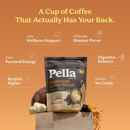 Instant Mushroom Coffee Powder - Regular Caffeine, 60 Cups | 7 Mushrooms Lions Mane Turkey Tail & More with Arabica Coffee, 80-100 Mg Caffeine, Medium Roast, 6 Calories, Vegan, 0G Sugar5
