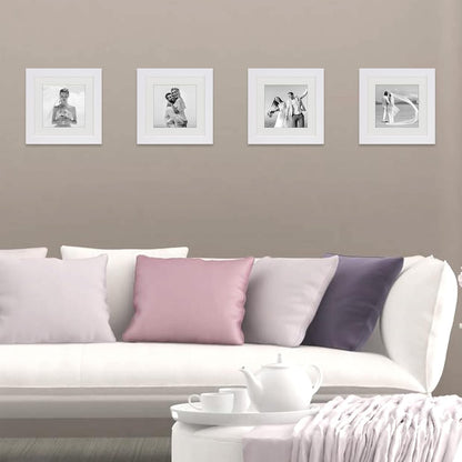 6X6 White Picture Frames Square Classic Natural Wood 6 Pack for Wall Mounting and Tabletop Display5